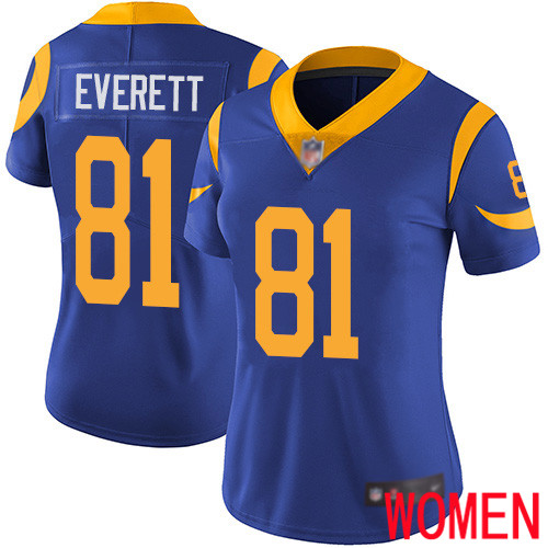 Los Angeles Rams Limited Royal Blue Women Gerald Everett Alternate Jersey NFL Football #81 Vapor Untouchable->los angeles rams->NFL Jersey